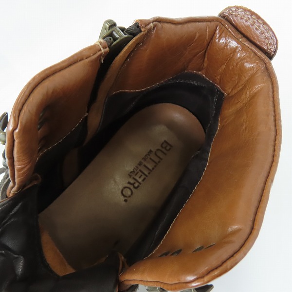 実際に弊社で買取させて頂いたBUTTERO/ブッテロ サイドジップ レザートレッキング ブーツ ブラウン B4950/43の画像 4枚目