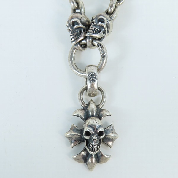 実際に弊社で買取させて頂いた【ギャラ付】gaboratory/ガボラトリー ガボール 2スカルズ & スカルオンゴシッククロス スモールオーバルリンク ネックレスの画像 1枚目