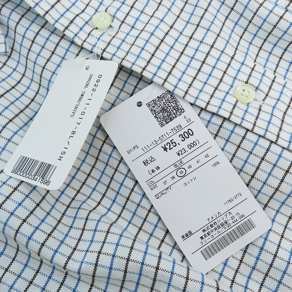 実際に弊社で買取させて頂いた【未使用】Southwick/サウスウイック SHIPS別注 チェック柄 長袖シャツ 111-13-5711-7539 /15.5の画像 4枚目