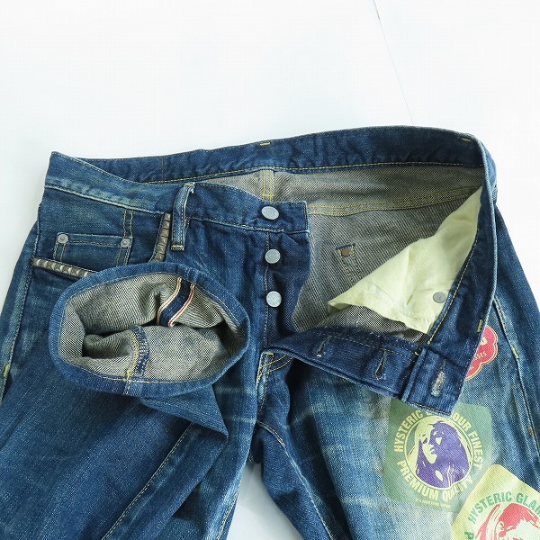 実際に弊社で買取させて頂いたHYSTERIC GLAMOUR/ヒステリックグラマー RB加工 スタッズ ボタンフライ デニム 0231AP05/34の画像 2枚目