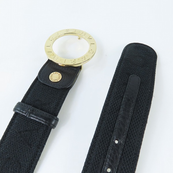 実際に弊社で買取させて頂いたBVLGARI/ブルガリ キャンバス×レザーベルト ゴールドバックル 105/42の画像 1枚目
