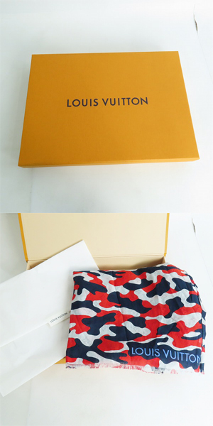 実際に弊社で買取させて頂いた【JPタグ】LOUIS VUITTON/ルイヴィトン シルク混 迷彩/カモフラ 大判 ストール/マフラーM71620の画像 9枚目