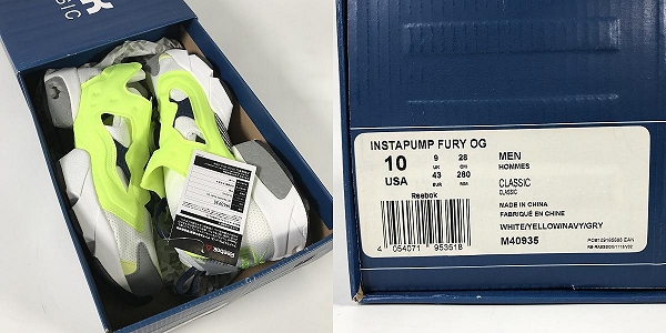 実際に弊社で買取させて頂いたReebok/リーボック インスタポンプフューリー/J・チェン 復刻 M40935 28の画像 9枚目