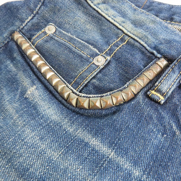 実際に弊社で買取させて頂いたHYSTERIC GLAMOUR/ヒステリックグラマー RB加工 スタッズ ボタンフライ デニム 0231AP05/34の画像 5枚目