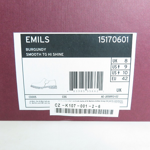 実際に弊社で買取させて頂いたDr.Martens×COMME des GARCONS/ドクターマーチン×コムデギャルソン EMILS サイドゴアシューズ 15170601/UK8の画像 8枚目