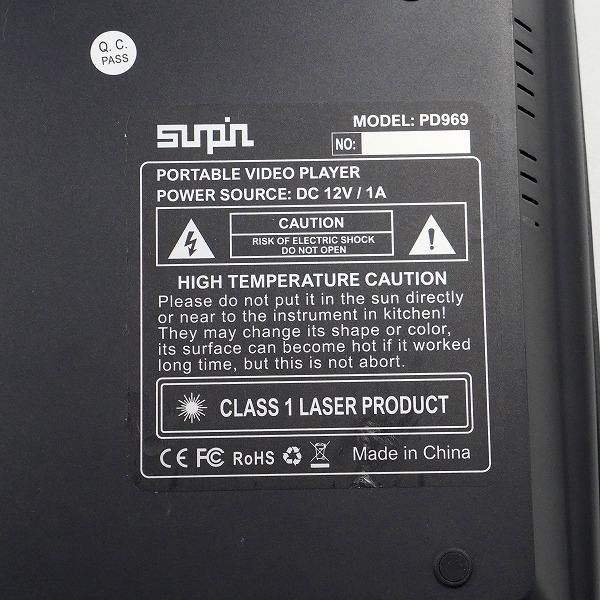 実際に弊社で買取させて頂いたSUNPIN PD969 11インチ ポータブル DVDプレーヤー 動作確認済みの画像 7枚目