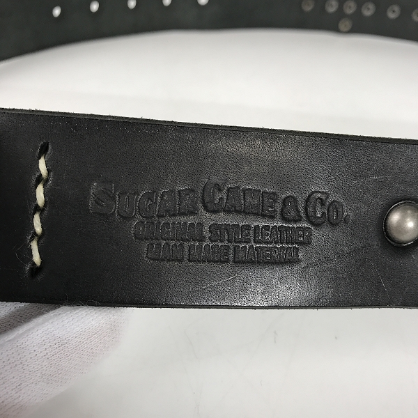 実際に弊社で買取させて頂いたSUGAR CANE/シュガーケーン スタッズ レザーベルト ブラック/34の画像 3枚目
