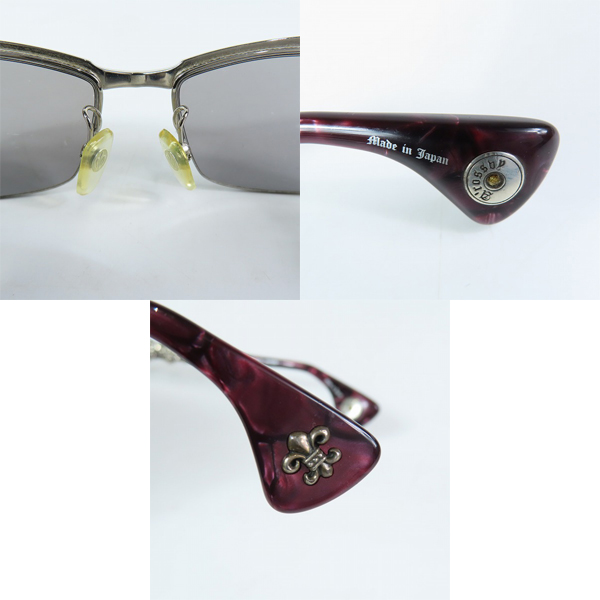 実際に弊社で買取させて頂いたA'rossvy/ロズヴィー サイド シルバー 925 クロス モチーフ サングラス/アイウェア 209251708の画像 4枚目