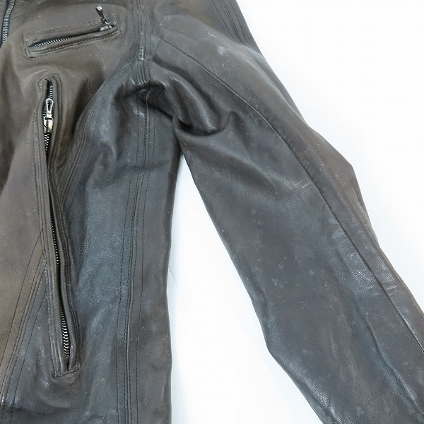 実際に弊社で買取させて頂いた【難有り】JULIUS/ユリウス 仔羊皮 RAM SKIN/LEATHER ミリタリー ジップ ライダース ジャケット/1の画像 7枚目