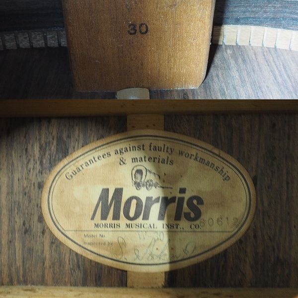 実際に弊社で買取させて頂いた★【弦無し】Morris/モーリス W-30 幌馬車ラベル アコースティックギター/アコギの画像 4枚目