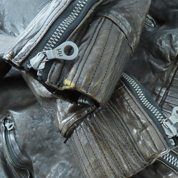 実際に弊社で買取させて頂いたISAMU KATAYAMA BACKLASH/イサム カタヤマ バックラッシュ ジップアップレザージャケット 982-02/Mの画像 6枚目