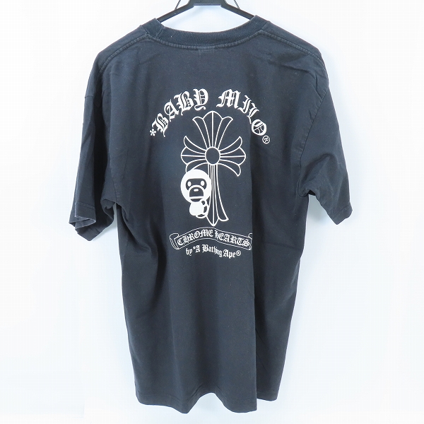 実際に弊社で買取させて頂いた【JPタグ】CHROME HEARTS×A BATHING APE/クロムハーツ×アベイジングエイプ サル顔 スクロールロゴ 半袖Tシャツ/Lの画像 1枚目