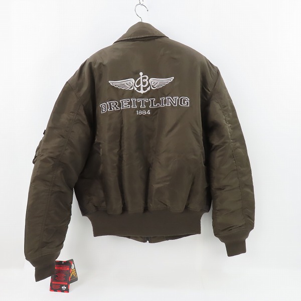 実際に弊社で買取させて頂いた【未使用】ALPHA INDUSTRIES×BREITLING/アルファインダストリーズ×ブライトリング レザー切り替え フライトジャケット/Lの画像 1枚目