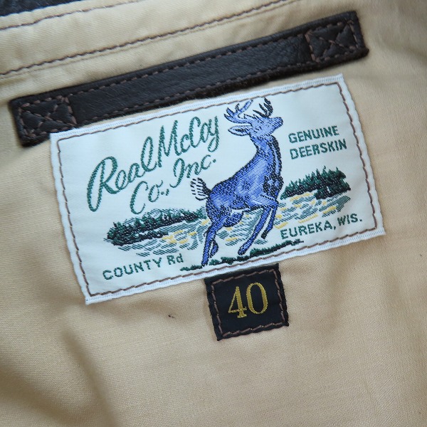 実際に弊社で買取させて頂いたTHE REAL McCOY'S/ザリアルマッコイズ ディアスキン/鹿革 A-2フライトジャケット 40の画像 2枚目