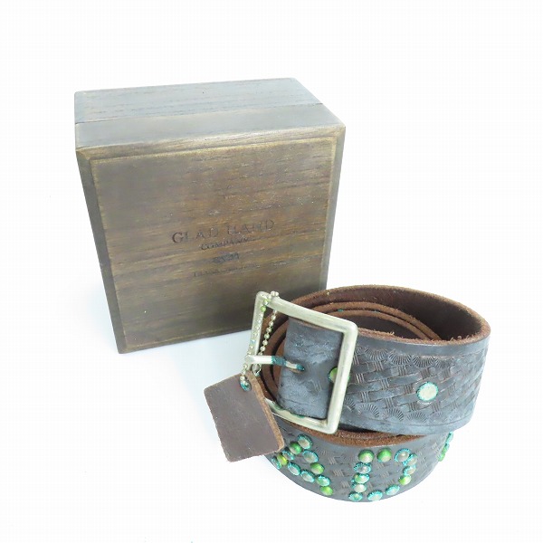 実際に弊社で買取させて頂いたGLAD HAND/グラッドハンド スタッズベルトHTC レザー オールドクロウ/34の画像 9枚目