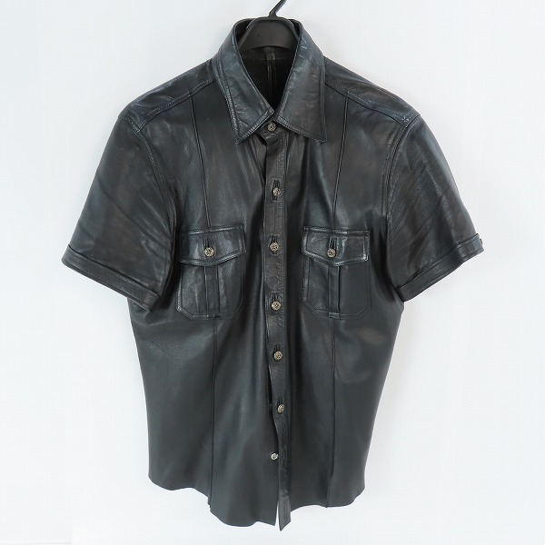 実際に弊社で買取させて頂いたA＆G/エーアンドジー 半袖 レザー シャツ/XXL