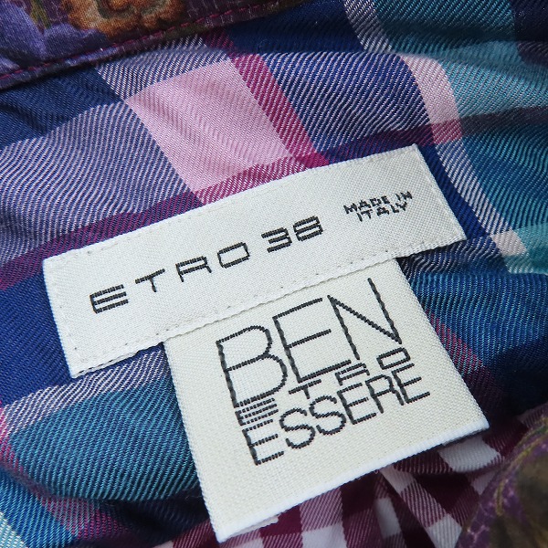 実際に弊社で買取させて頂いた【JPタグ】ETRO/エトロ BEN ETRO ESSERE ギンガムチェック柄シャツ 38の画像 2枚目