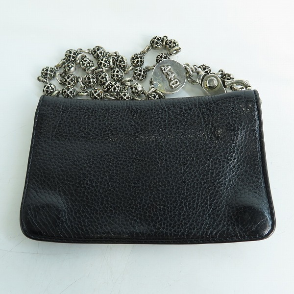 実際に弊社で買取させて頂いたA＆G/エーアンドジー クロスボタン レザーウォレット/財布 ボールウォレットチェーン付の画像 1枚目