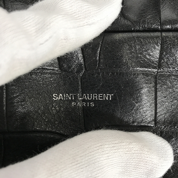 実際に弊社で買取させて頂いたSAINT LAURENT PARIS/サンローラン パリ クロコ型押し レザー ブリーフバッグの画像 3枚目
