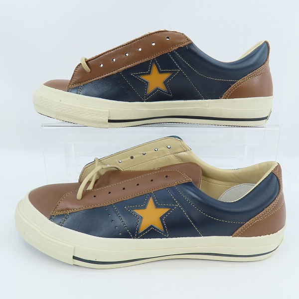 実際に弊社で買取させて頂いた【未使用】CONVERSE/コンバース ONE STAR ワンスター REFIN OX 日本製 NVY/BRW/YELLOW/9.5の画像 3枚目