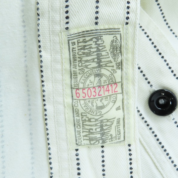 実際に弊社で買取させて頂いたSUGAR CANE/シュガーケーン ドットストライプ柄 長袖シャツ SC27076 Mの画像 5枚目