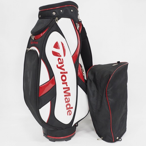 実際に弊社で買取させて頂いたTaylorMade/テーラーメイド CB105V 9.5型 5分割キャディバッグ ブラックｘホワイトｘレッドの画像 1枚目