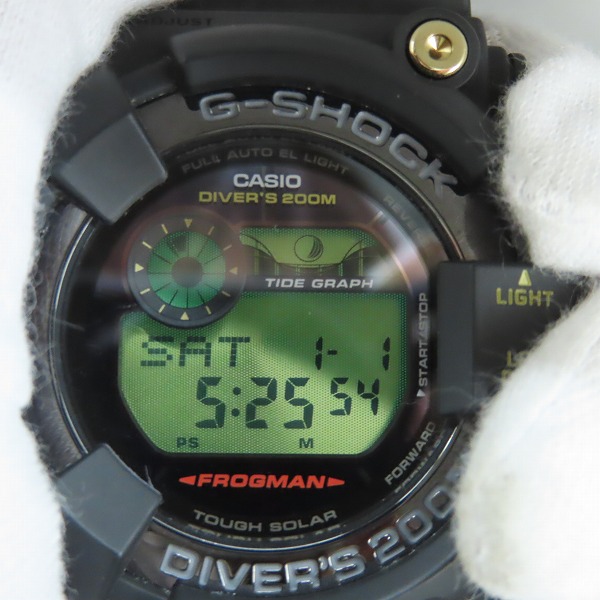 実際に弊社で買取させて頂いたG-SHOCK/Gショック 35周年 FROGMAN/フロッグマン タフソーラー GF-8235D-1BJRの画像 4枚目