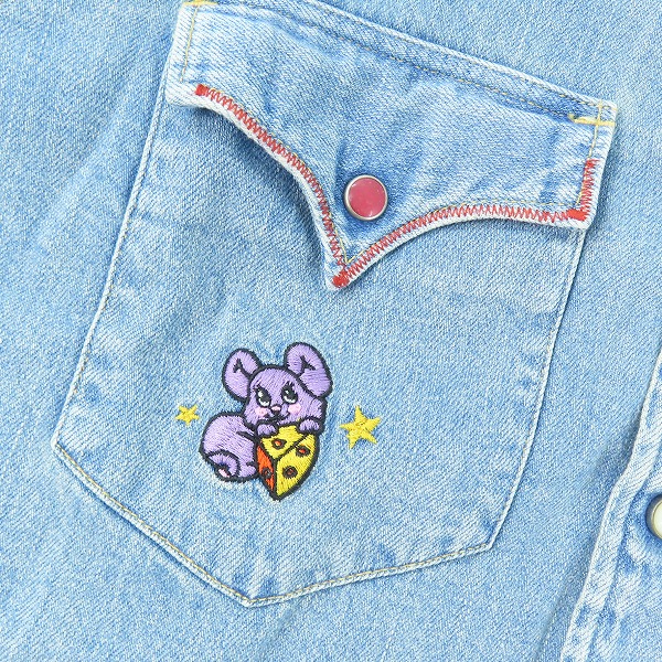 実際に弊社で買取させて頂いた【未使用】HYSTERIC GLAMOUR/ヒステリックグラマー Oh Yeah刺繍 USED加工 デニムウエスタンシャツ 02191AH10/Sの画像 6枚目