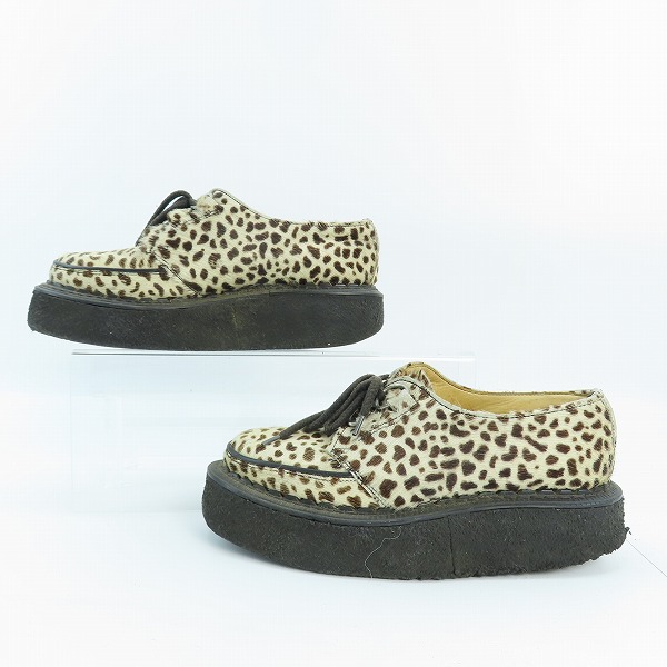実際に弊社で買取させて頂いたGEORGE COX/ジョージコックス レオパード ハラコ 厚底ローファー/4の画像 3枚目