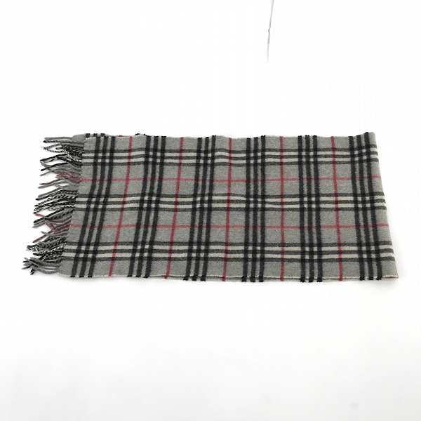 実際に弊社で買取させて頂いたBurberry's/バーバリーズ ノヴァチェックマフラー カシミア100% グレーの画像 2枚目