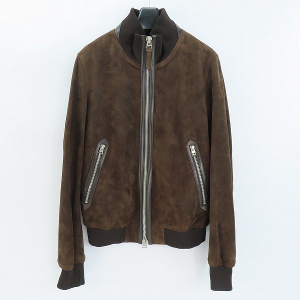実際に弊社で買取させて頂いたTOM FORD/トムフォード LIGHT SUEDE TRACK BOMBER/ライトスエード トラックボンバー スエード ジャケット/46