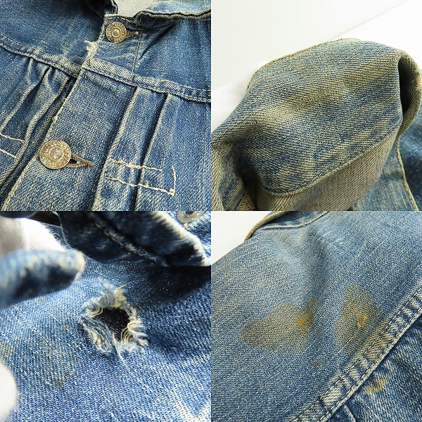 実際に弊社で買取させて頂いたLEVIS/リーバイス ビンテージ 1st/506XX 片面ビッグE/針なしシンチバック/ボタン裏ツープロング デニムジャケット/ジージャンの画像 7枚目