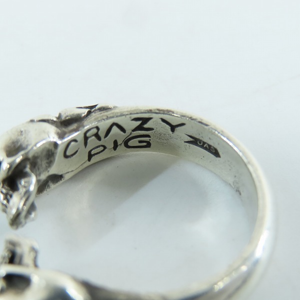 実際に弊社で買取させて頂いたCRAZY PIG/クレイジーピッグ 2スカル チューダー リング 20号の画像 6枚目