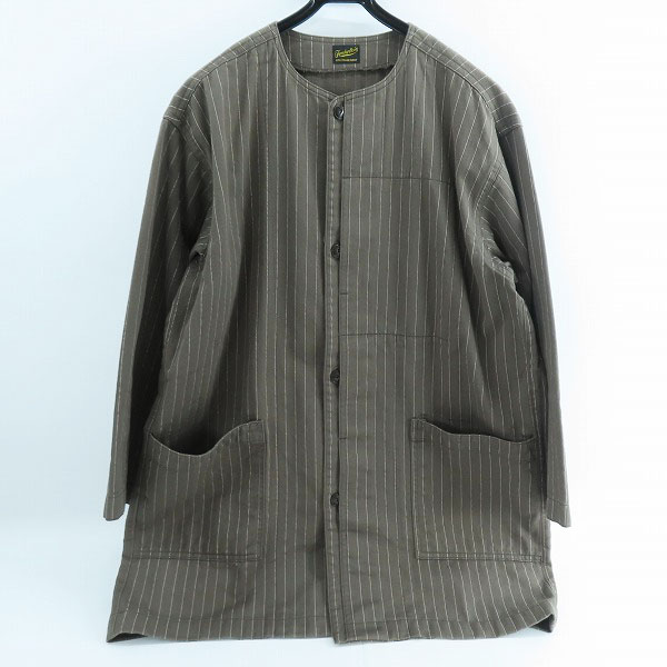 実際に弊社で買取させて頂いたTENDERLOIN/テンダーロイン ストライプ柄 ノーカラー コート ブラウン S