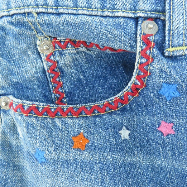 実際に弊社で買取させて頂いたHYSTERIC GLAMOUR/ヒステリックグラマー SPACE MUSIC刺繍 Aラインデニムスカート 01222AK01/27の画像 6枚目