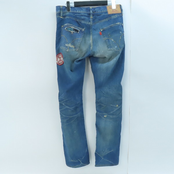 実際に弊社で買取させて頂いたHYSTERIC GLAMOUR/ヒステリックグラマー GOD PATCH DENIM ゴッド パッチ デニム スリムストレートパンツ 02182AP21/Sの画像 1枚目