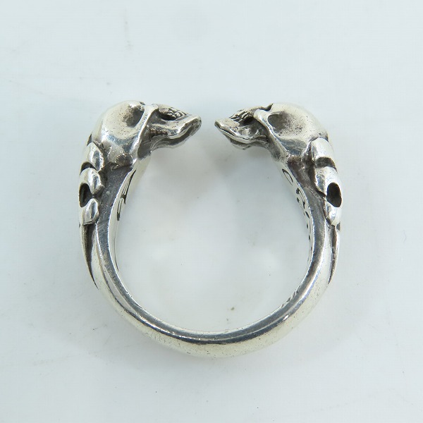 実際に弊社で買取させて頂いたCRAZY PIG/クレイジーピッグ 2スカル チューダー リング 20号の画像 5枚目