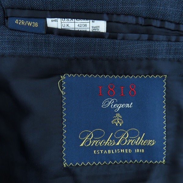実際に弊社で買取させて頂いたBrooks Brothers/ブルックスブラザーズ 1818 セットアップ ジャケット/パンツ/42R/W36の画像 2枚目