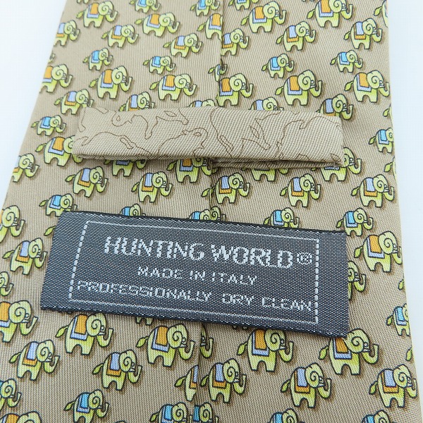 実際に弊社で買取させて頂いたHUNTING WORLD/ハンティングワールド エレファント総柄 ネクタイの画像 3枚目