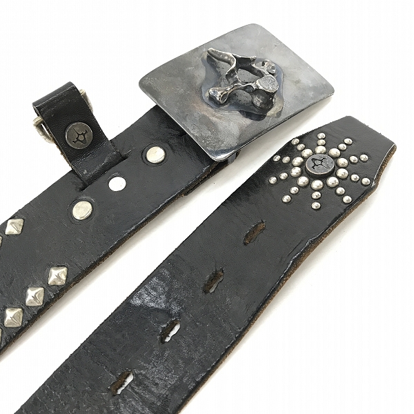 実際に弊社で買取させて頂いたBACKBONE×HTC/バックボーン エイチティーシー コラボ スタッズ 付き バックルベルト/36の画像 1枚目
