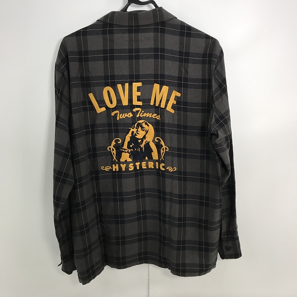 実際に弊社で買取させて頂いたHYSTERIC GLAMOUR/ヒステリックグラマー LOVE ME TWO TIMES 刺繍オープンカラーシャツ 02233AH03/Lの画像 1枚目