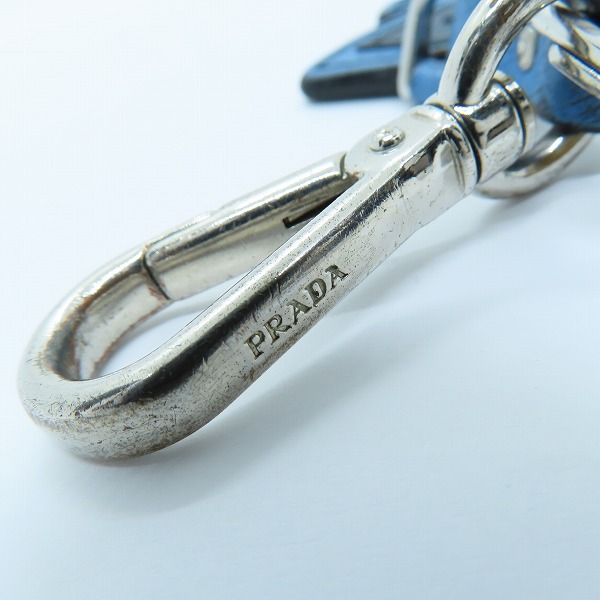 実際に弊社で買取させて頂いたPRADA/プラダ レザー ハイビスカス キーチャーム ブルーの画像 6枚目