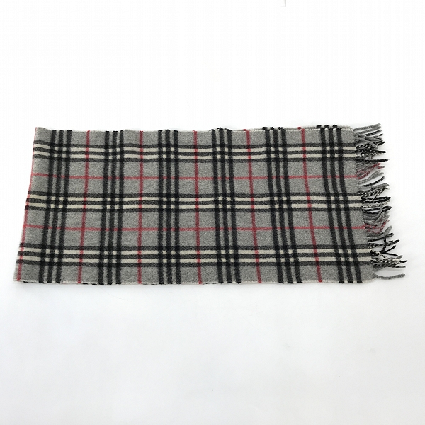 実際に弊社で買取させて頂いたBurberry's/バーバリーズ ノヴァチェックマフラー カシミア100% グレーの画像 5枚目