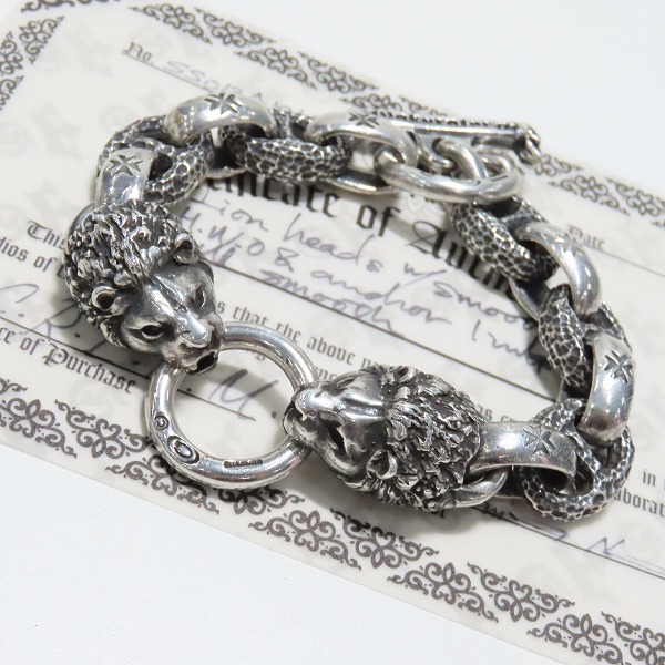 実際に弊社で買取させて頂いた【ギャラ付き】Gabor/ガボール 2ライオンヘッドリンクブレスレット