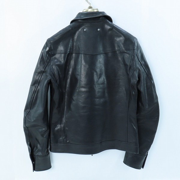 実際に弊社で買取させて頂いたBACKLASH The Line/バックラッシュ ザ ライン ジップアップ ホース レザー シャツ ジャケット シルバー/木製 ハンガー付き T-128/Mの画像 1枚目