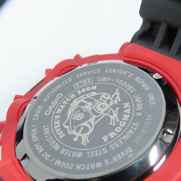 実際に弊社で買取させて頂いたG-SHOCK/Gショック FROGMAN/フロッグマン ダークレッド タフソーラー 腕時計 GWF-1000BS-1JFの画像 4枚目