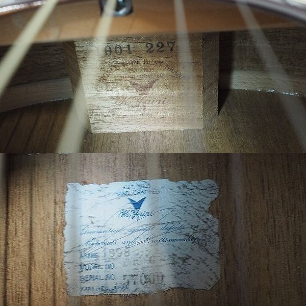 実際に弊社で買取させて頂いた★K.Yairi/ヤイリ G-1F アコースティックギター/アコギ 1998年製 ハードケース付 の画像 4枚目