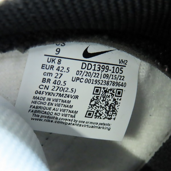 実際に弊社で買取させて頂いたNIKE/ナイキ DUNK HIGH RETRO Championship White/ダンク ハイ レトロ チャンピオンシップ DD1399-105/27の画像 5枚目