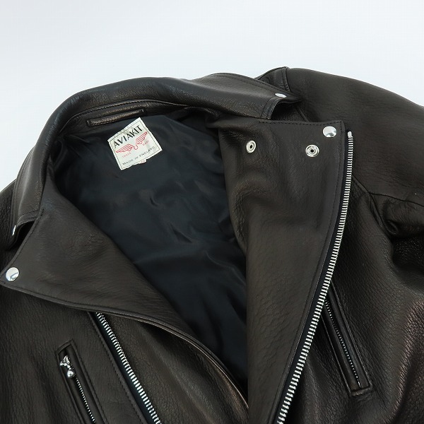 実際に弊社で買取させて頂いたLewis Leathers/ルイスレザー×リアルマッコイズ ディアスキン ライトニング ライダース ジャケット 42の画像 5枚目