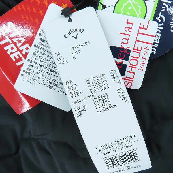 実際に弊社で買取させて頂いた【未使用】Callaway/キャロウェイ ゴルフウェア 中綿プルオーバージャケット ブラック C21216103/Mの画像 7枚目